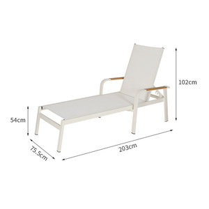 Chaise longue d'extérieur en aluminium inclinable 203 cm avec dossier résistant aux UV, imperméable, design moderne - Product Image 1