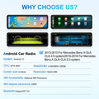 Unidad principal de navegación para coche Android 13 con pantalla táctil de 14,9 "para Benz a GLA System 2013-2018 con CarPlay, Android Auto, DSP, 4G LTE