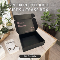 Boîte cadeau populaire YUXUN en carton ondulé vert, rectangulaire, avec poignée, auto-assemblable, vernissable, recyclable, acceptée
