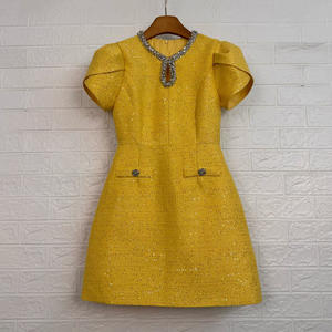 Vestido Mini de Línea A con Lentejuelas y Cuentas, Estilo Vintage Francés, Transfronterizo Europeo Americano, para Fiestas de Verano, con Aberturas - Product Image 1
