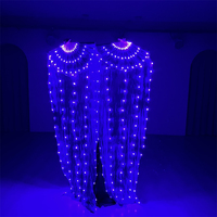 ELLE DANSES 180cm fait à la main Fuchsia 100% vraie soie LED ventilateur de danse pour Oriental arabe égyptien danse du ventre Performance Costume porter