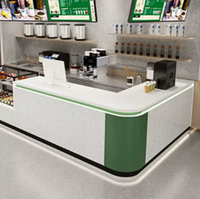 Comptoir de bar pour pâtisserie, comptoir de bar à bubble tea, design pour espaces commerciaux, mobilier de café personnalisable, éclairage LED
