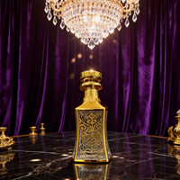 Flacon de parfum de luxe en verre doré 150 ml, flacon octogonal, verre électro-plaqué, flacon d'huile essentielle