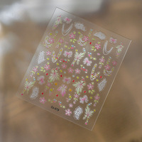 Autocollants 5D personnalisés pour ongles, motifs floraux séchés, décorations DIY, autocollants adhésifs pour manucure
