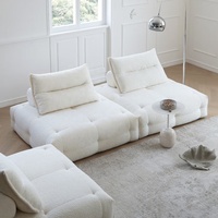 Zayshine Canapé de Salon Moderne Nordique 3 Places en Tissu Velours Blanc Crème, Ensemble Modulable à Combinaison Libre pour Villa, Designer