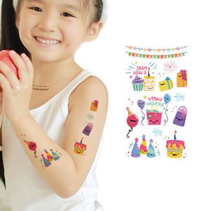 Venta al por mayor de pegatinas de tatuaje de fiesta de <span class=keywords><strong>cumpleaños</strong></span> <span class=keywords><strong>para</strong></span> niños juguetes temporales de dibujos animados impermeables <span class=keywords><strong>para</strong></span> niños decoración de fiesta de <span class=keywords><strong>cumpleaños</strong></span> - Product Image 1