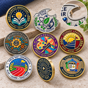 Monedas de desafío personalizadas de metal esmaltado suave para clubes escolares, insignias conmemorativas redondas para estudiantes OEM ODM - Product Image 3