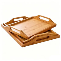 Ensemble de 3 plateaux de service en bambou écologiques, rectangulaires, durables, en bois, pour le café, les fruits, la vaisselle