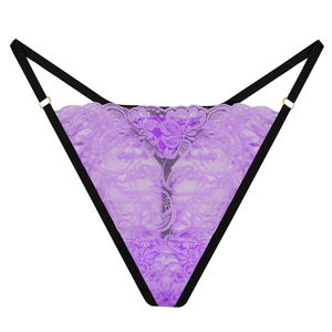 Tanga de Encaje Floral Transparente para Mujer, Tanga Sexy de Talle Bajo con Tirantes Finos, Ropa Interior Elegante y Transpirable para Mujer, Venta al por Mayor - Product Image 1