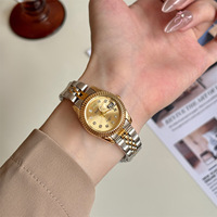 Montres pour femmes en acier inoxydable avec calendrier, montres classiques vintage pour étudiantes, montres pour femmes avec diamants et date