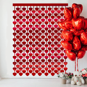 Tenda a Frange con Cuori Rossi in Lamina, Decorazione per Porte, Sfondo per Feste di Compleanno, Matrimoni e Addii al Nubilato - Product Image 4