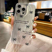 Coque de téléphone portable fantaisie avec protection d'objectif pour iPhone 18 17 Pro Max tous modèles 16 15, antichoc, à pois et nœud