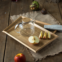 Plateau à thé rectangulaire en bois, plateau de service, assiette, collations, rangement alimentaire, plat pour hôtel, plateau de service à domicile