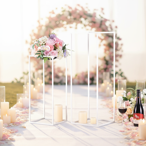 Vase <span class=keywords><strong>haut</strong></span> et <span class=keywords><strong>support</strong></span> à plantes en métal blanc doré moderne pour événements de mariage et fêtes, décoration intérieure de haute qualité - Product Image 4