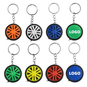 Cinta Métrica de Bolsillo de Acero al Carbono con Llavero, 1m 3ft, Regla Metálica Retráctil, Mini Herramienta de Medición Portátil con Forma de Neumático de Coche, Regalo - Product Image 1