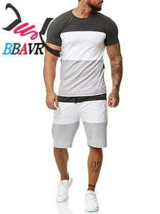 Summer Sport Men <b>T</b> Shirt <b>Track</b> Suit 2 Piece Running Shorts Striped <b>T</b>-shirts Quick Dry Short Tracksuit Set - Product Image 3