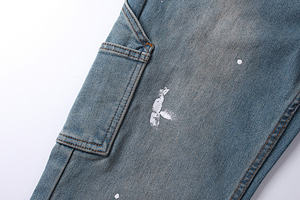 Jeans de la marca Purple para hombre y mujer, estilo urbano, rasgados y con parches, adornados con pedrería, vintage moderno, lavados. - Product Image 5