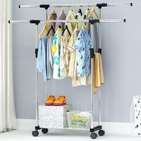 Séchoir à linge pliable et rétractable en acier inoxydable à tige unique pour sol intérieur