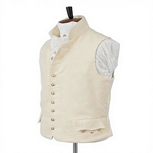 Men's <b>Plus</b> <b>Size</b> Wool <b>Waistcoat</b> Sleeveless Stand Collar Single Breasted Vintage Style Outerwear - Product Image 2