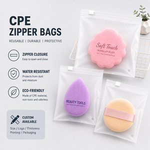 ถุงซิป CPE ใช้ซ้ำได้ ทนทาน ป้องกันน้ำ กันน้ำ  รักษาสิ่งแวดล้อม  สำหรับจัดเก็บเครื่องสำอาง  บรรจุภัณฑ์  รับผลิตตามแบบ - Product Image 1
