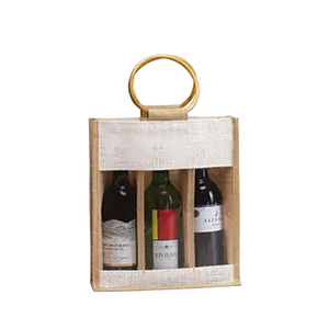 Bolsas Ecológicas de Yute y PVC para Tres Botellas con Asa de Caña, Producto de Alta Calidad a Precio Accesible - Product Image 2