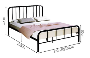 Industrial Sell Single Tier Coated Pipe Metal <b>Bed</b> <b>Frame</b> Type <b>Platform</b> Bedroom Dormitory Construction Furniture <b>Bed</b> King-size - Product Image 6