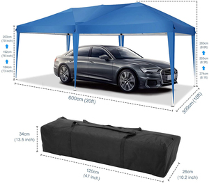 Carpa <span class=keywords><strong>de</strong></span> Jardín Plegable Impermeable <span class=keywords><strong>de</strong></span> 3x6 Metros con 6 Paredes Laterales, Protección UV 50+, Altura Ajustable - Product Image 5