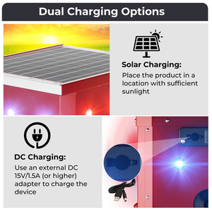 Repelente Ultrasónico Solar de Aves para Exteriores, Dispositivo de Disuasión de Animales con Luz Estroboscópica Azul y Roja para Granja de Jardín y Estanque de Peces - Product Image 6