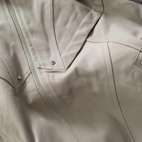 Veste de travail en toile de style vintage, marron clair, col montant, techniques de broderie, fermeture éclair sur le devant, vestes pour hommes