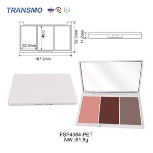 Nouvelle palette d'ombres à paupières carrées personnalisées, 3 couleurs, emballage de maquillage, palette de blush avec miroir, poudre hautement pigmentée, emballage - Product Image 3