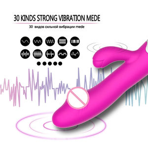 30 hız şarj edilebilir el silikon yetişkin Clit klitoral klitoris seks oyuncak G Spot çift motorlu tavşan vibratör kadınlar için kadın - Product Image 2