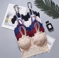 Lingerie Wanita nyaman tanpa kawat padat, Bra Push-up berlian imitasi bernapas ukuran besar