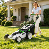 Tondeuse à gazon électrique autoportée 1800W avec largeur de coupe de 380 mm, réglage de la hauteur sur 6 niveaux et sac de ramassage pour pelouses domestiques
