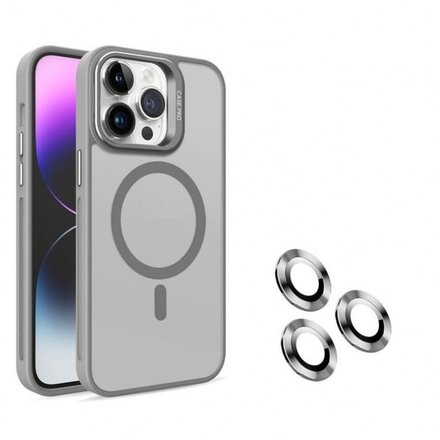 Luxury Quick Stand Phone Case for iPhone 16 15 14 13 12 11 Pro Max Plus Magnetic Wireless Charge Matte Cover with Lens Protector