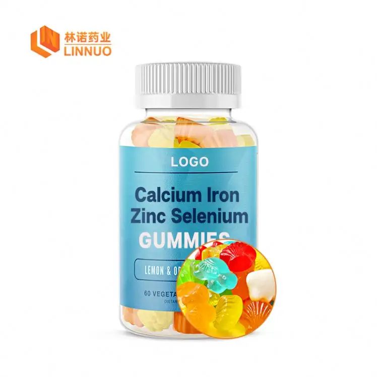 Kalsium Besi Multi Mineral Zinc Selenium Gummies permen Trace elemen penguat kekebalan tubuh suplemen untuk anak-anak vitamin OEM permen karet