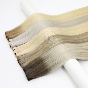 U Glamour <span class=keywords><strong>Colore</strong></span> <span class=keywords><strong>Biondo</strong></span> <span class=keywords><strong>Platino</strong></span> Più Popolare, Capelli Veri Russi a Doppia Trama, Mini Genius Weft, Fornitore di Extension di Capelli Umani - Product Image 1