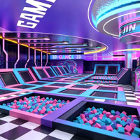 Système de parcours d'obstacles et mur d'escalade Cyberpunk commercial avec pont en corde pour parc de trampolines et centre de fitness pour adolescents