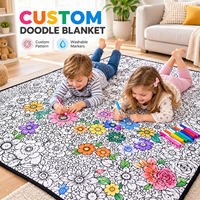 Couverture à colorier personnalisée pour enfants, réutilisable, lavable, couverture d'activités de dessin DIY pour enfants, motif de logo personnalisé, produit textile pour la maison