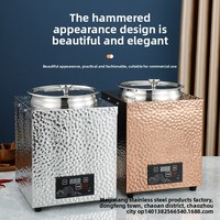 Yolecen Commercial Buffet Isolation Électrique Chauffe-Soupe Premium En Acier Inoxydable Martelé Texture Chaud Soupe Pot pour La Maison