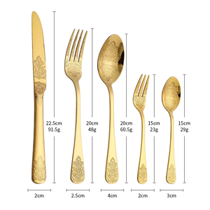 Wholesale 5-Piece Luxury Pattern <b>Flatware</b> <b>Set</b> Western Tableware <b>Set</b> Gold Cutlery for Wedding - Product Image 2