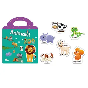 Hot New Children Scene Stickers DIY Hand-on Puzzle Sticker Books Reutilizable Animal de dibujos animados Aprendizaje Cognición Juguetes para niños Regalo