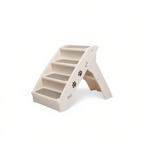 Escalera Plegable para Perros, de Polipropileno Color Crema, 24.4x15.7x19.5 Pulgadas, Muebles para Casas de Mascotas, para Razas Pequeñas, Uso en Interiores - Product Image 1