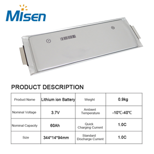 Misen Factory Wholesale Nmc 3,7 V 60AH E63b Bolsa Cell Polímero de iones de litio Ev Paquete de batería de coche para vehículo Scooter Eléctrico - Product Image 2