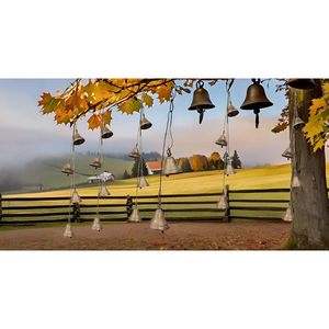 PARIJAT Artesanías-Cascabeles de hierro antiguo 4 cuerdas colgantes campanas de viento decorativas para el hogar jardín Campana decorativa de Navidad - Product Image 3