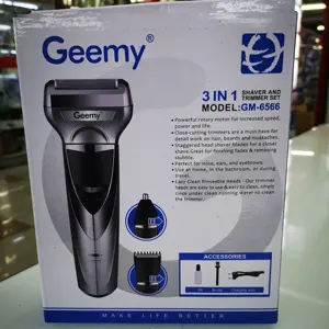 Good Quality Geemy GM6566 3 IN 1 Rechargeable Nose Hair Trimmer 220V Professional Hair Clipper