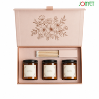 Coffret cadeau de luxe pour bougies à charnière avec logo personnalisé, doublure en éponge, trois bougies en verre pour l'emballage de parfums d'intérieur