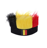 Perruque bandeau drapeau belge, perruque synthétique colorée aux couleurs du drapeau national, casquette perruque pour supporters de football, idéale pour les événements sportifs et les fêtes.