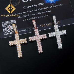 Zuanfa Jewelry New Design Iced Out <b>Charms</b> Pendant 925 Sterling Silver Hip Hop Fully VVS Moissanite Cross Pendant - Product Image 3