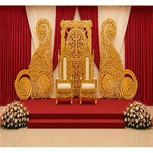 Decoración Perfecta para Escenario de Mehndi con Marco Trasero Mehrab, Elegante Marco Dorado para Boda, Decoración Majestuosa para Celebración Walima con Paisley - Product Image 1