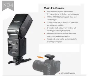 Fotocamera Godox Thinklite Flash TT520II con segnale Wireless 433MHz integrato per fotocamere Can ** Nik ** Pentax So ** Fuji Olympus DSLR